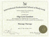 Massage Therapy certificate, International Professional School of Bodywork